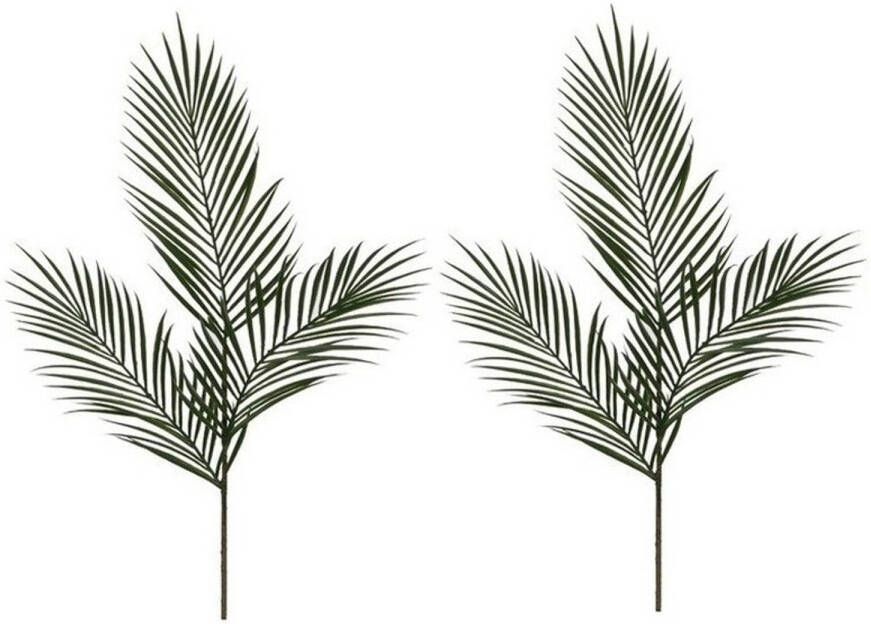 Shoppartners 2x Groene Areca goudpalm kunsttak kunstplant 95 cm Kunstplanten