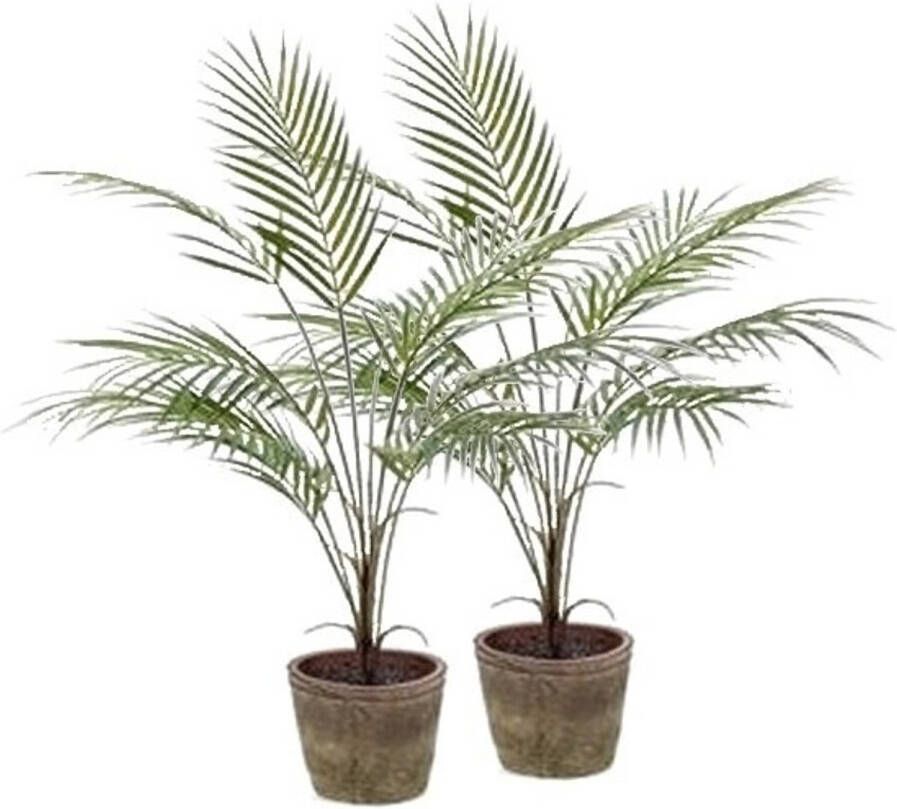 Merkloos 2x Groene palmboom kunstplant 70 cm in pot Kunstplanten