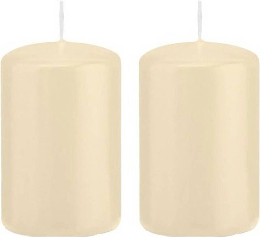 Trend Candles 2x Cremewitte cilinderkaarsen stompkaarsen 5 x 8 cm 18 branduren Geurloze kaarsen Woondecoraties Stompkaarsen