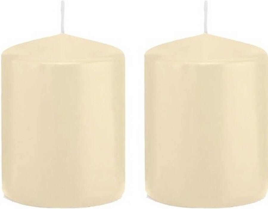 Trend Candles 2x Cremewitte cilinderkaarsen stompkaarsen 6 x 8 cm 29 branduren Geurloze kaarsen Woondecoraties Stompkaarsen