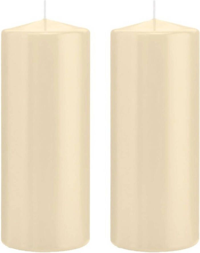 Trend Candles 2x Cremewitte cilinderkaarsen stompkaarsen 8 x 20 cm 119 branduren Geurloze kaarsen Woondecoraties Stompkaarsen
