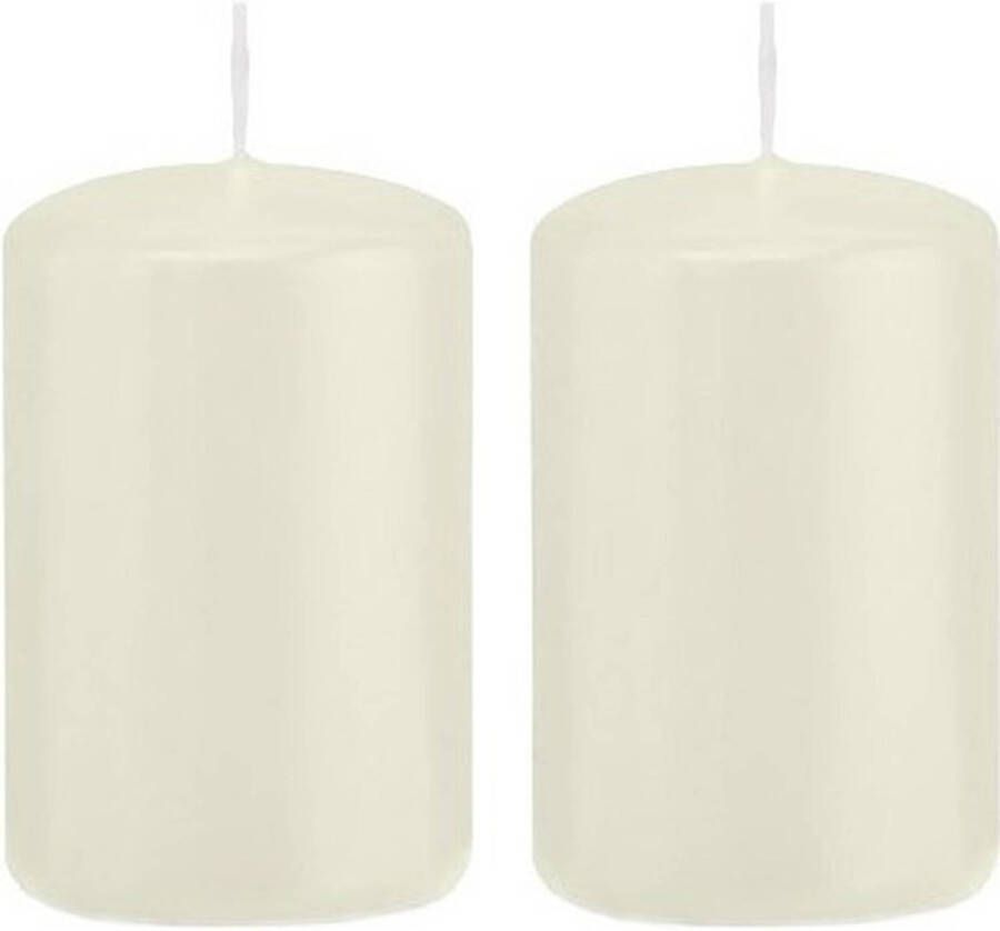 Trend Candles 2x Ivoorwitte cilinderkaars stompkaars 5 x 8 cm 18 branduren Geurloze kaarsen Woondecoraties Stompkaarsen