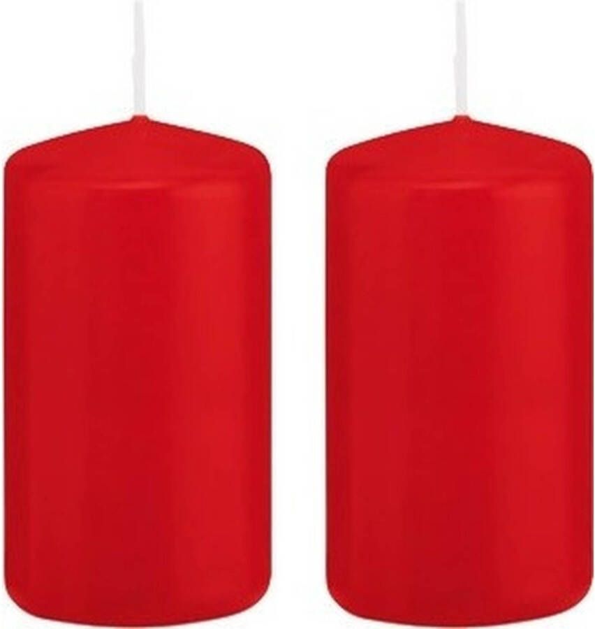 Trend Candles 2x Rode cilinderkaarsen stompkaarsen 5 x 10 cm 23 branduren Geurloze kaarsen Woondecoraties Stompkaarsen