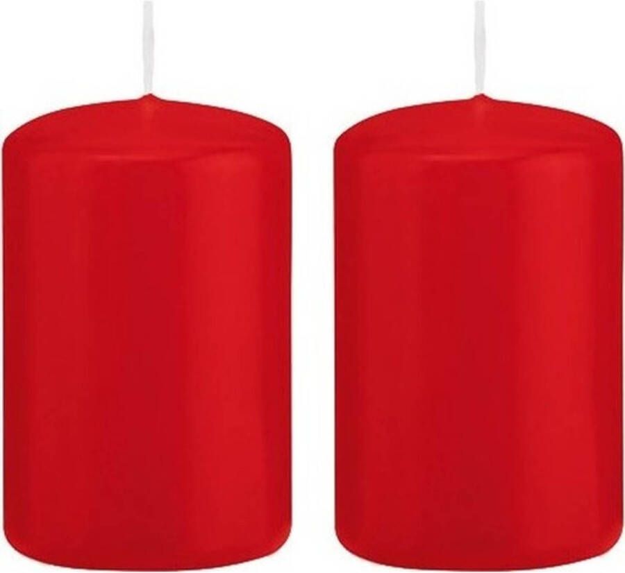 Trend Candles 2x Rode cilinderkaarsen stompkaarsen 5 x 8 cm 18 branduren Geurloze kaarsen Woondecoraties Stompkaarsen