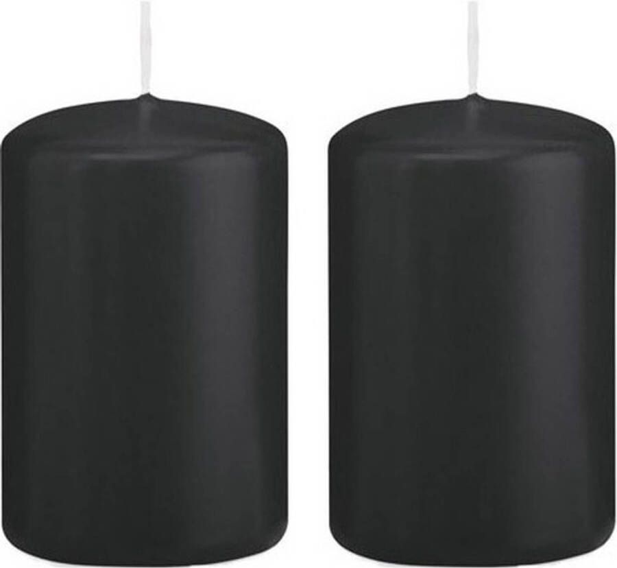 Trend Candles 2x Kaarsen zwart 5 x 8 cm 18 branduren sfeerkaarsen Stompkaarsen