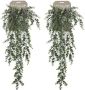 Shoppartners 2x Kantoor kunstplanten groene Eucalyptus hangplant tak 75 cm Kunstplanten - Thumbnail 1