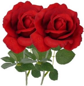 Shoppartners 2x Kunstbloem roos Carol rood 37 cm Kunstbloemen