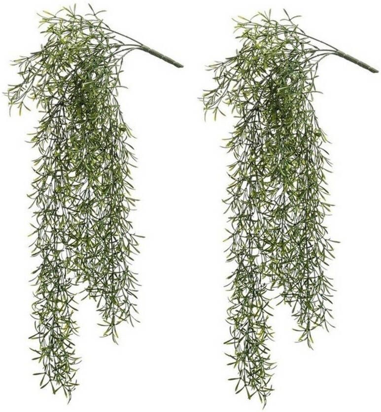 Merkloos 2x Groene gras kunstplant hangende tak 75 cm Kunstplanten