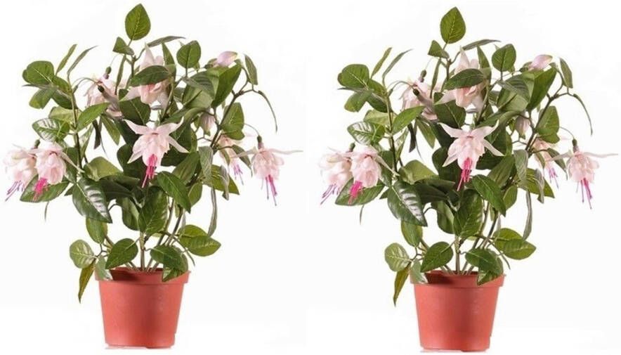 Shoppartners 2x Lichtroze fuchsiaplant kunstplanten 30 cm voor binnen Kunstplanten