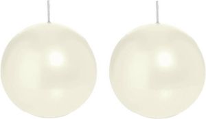 Trend Candles 2x Ivoorwitte bolkaarsen 7 cm 26 branduren Ronde geurloze kaarsen Woondecoraties bolkaarsen