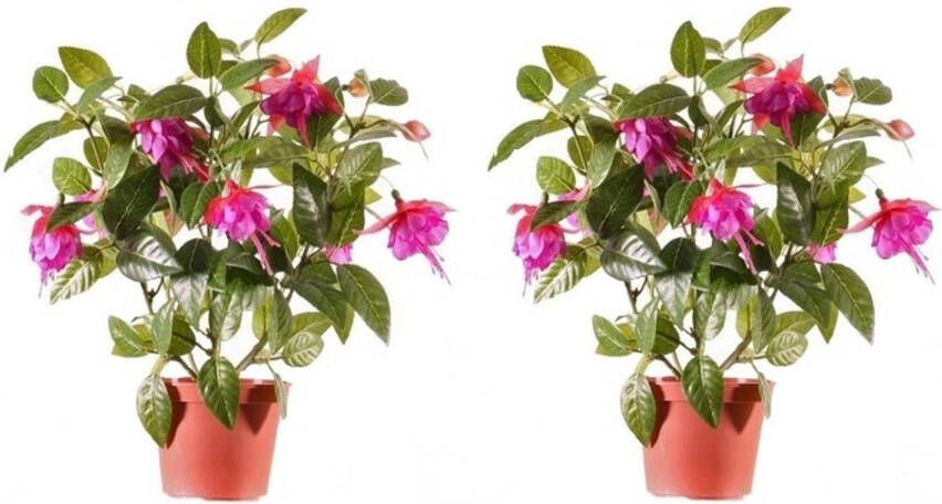 Merkloos 2x Roze fuchsiaplant kunstplant 30 cm voor binnen kunstplanten nepplanten binnenplanten Kunstplanten