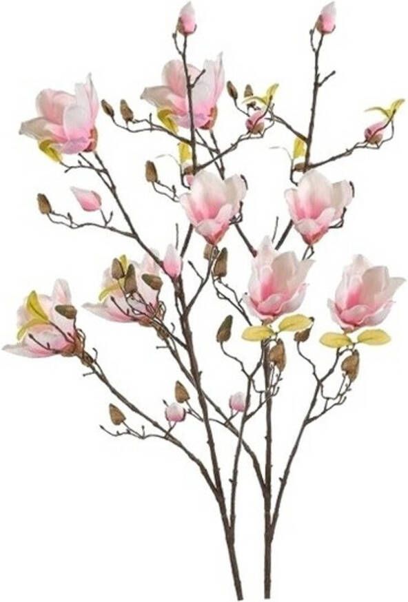 Shoppartners 2x Roze kunst Magnolia tak 105 cm Kunstbloemen