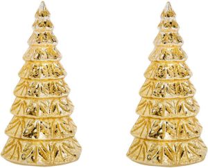 Cosy & Trendy 2x stuks led kaarsen kerstboom kaars goud D10 x H23 cm LED kaarsen