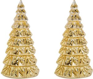 Cosy & Trendy 2x stuks led kaarsen kerstboom kaars goud D9 x H19 cm LED kaarsen