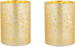 Cosy & Trendy 2x stuks led kaarsen sterren kaars goud D9 x H12 cm LED kaarsen