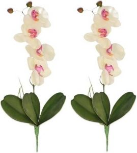 Shoppartners 2x Wit roze Orchidee phalaenopsis Kunstplanten 44 Cm Voor Binnen Kunstbloemen