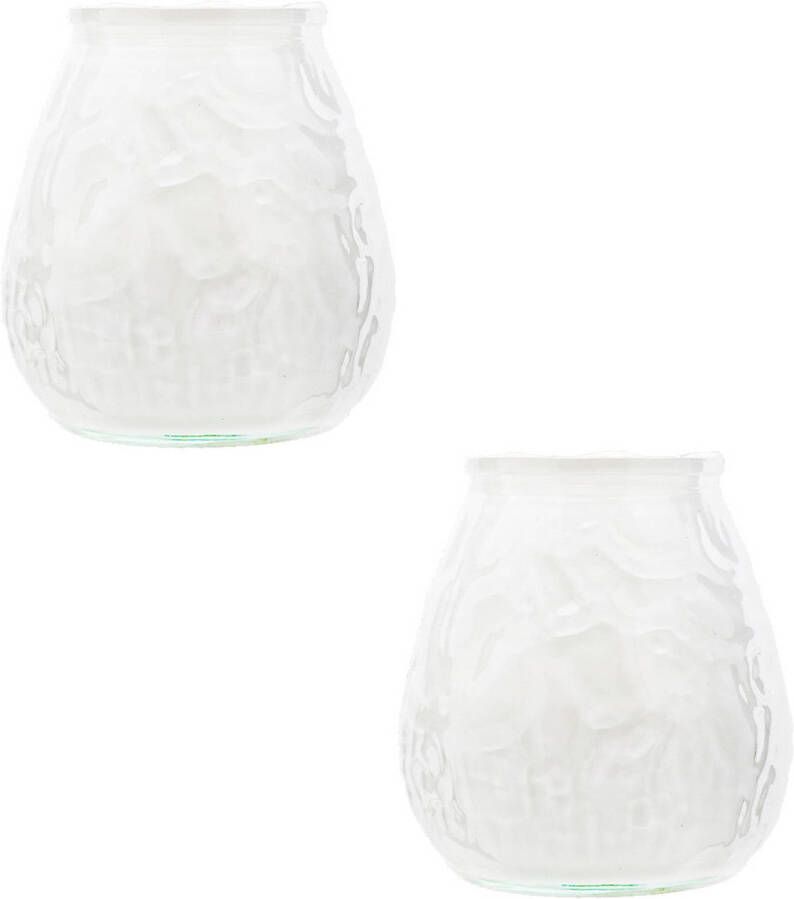 Cosy and Trendy 2x Witte tafelkaarsen in glazen houders 10 cm brandduur 40 uur Waxinelichtjes