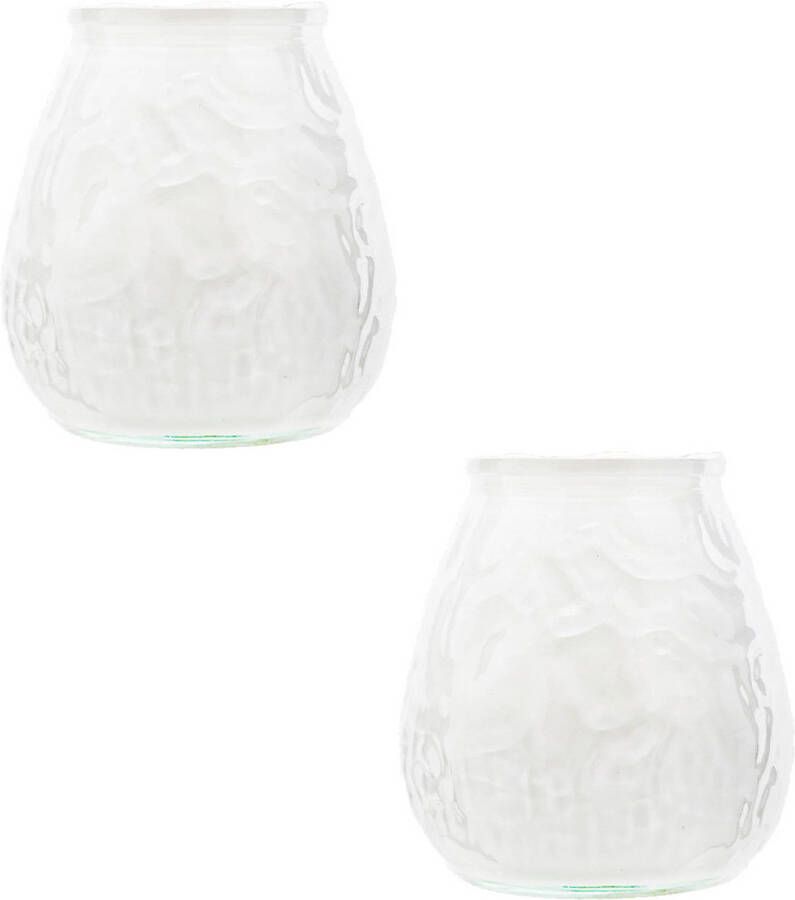 Cosy and Trendy 2x Witte tafelkaarsen in glazen houders 7 cm brandduur 17 uur Waxinelichtjes