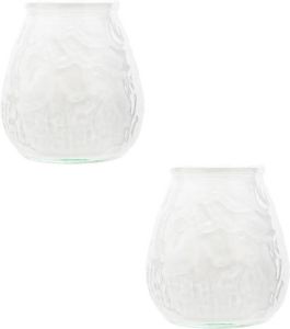 Cosy & Trendy 2x Witte mini lowboy tafelkaarsen 7 cm 17 branduren Kaars in glazen houder Horeca tafel bistro kaarsen Tafeldecoratie Tuinkaarsen Waxinelichtjes