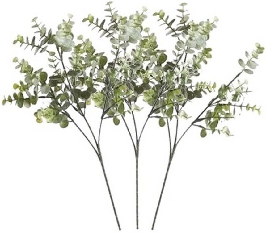 Shoppartners 3 x Grijs groene eucalyptus kunstplant tak 65 cm Kunstbloemen