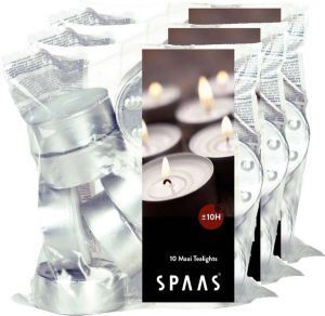 Candles by Spaas 30x Maxi theelichten wit 10 branduren in zak geurkaarsen