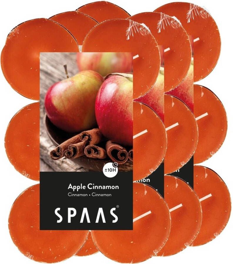 Candles by Spaas 36x Maxi theelichten appel kaneel geurkaarsen Apple Cinnamon 10 branduren geurkaarsen