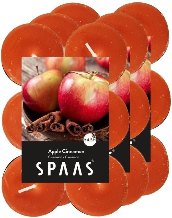 Candles by Spaas 36x Theelichten appel kaneel geurkaarsen Apple Cinnamon 4 5 branduren geurkaarsen