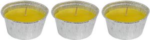 Trend Candles 3x Geurkaarsen citronella tegen muggen 6 branduren Geurkaarsen citrus geur Glazen lantaarn Anti-muggen citronella geurkaarsen