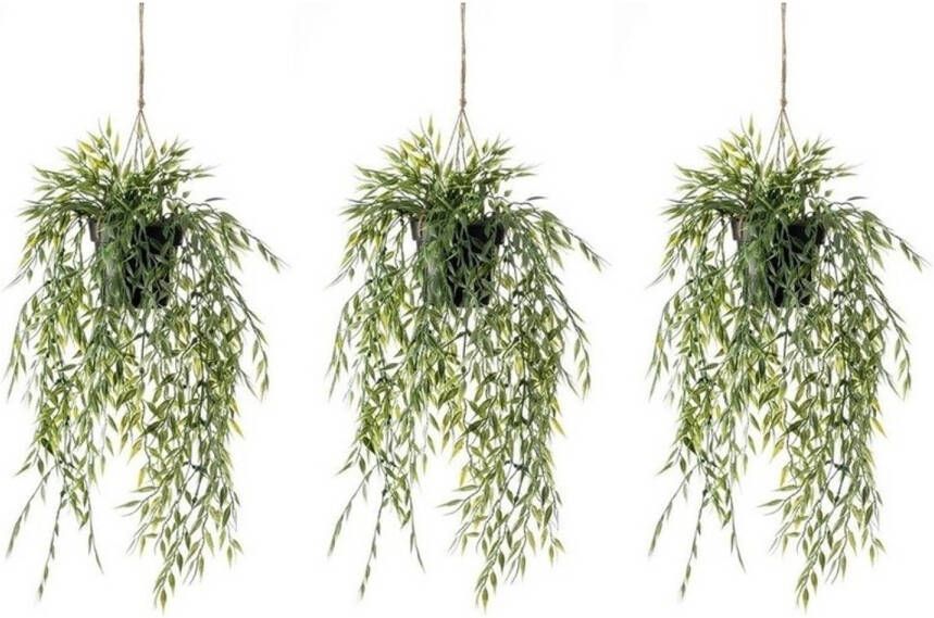 Shoppartners 3x Groene bamboe kunstplanten 50 cm in pot Kunstplanten