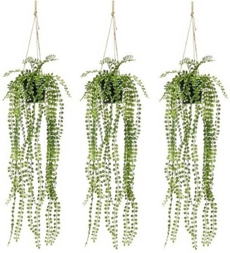 Shoppartners 3x Groene Ficus Pumila kunstplanten 60 cm in pot Kunstplanten