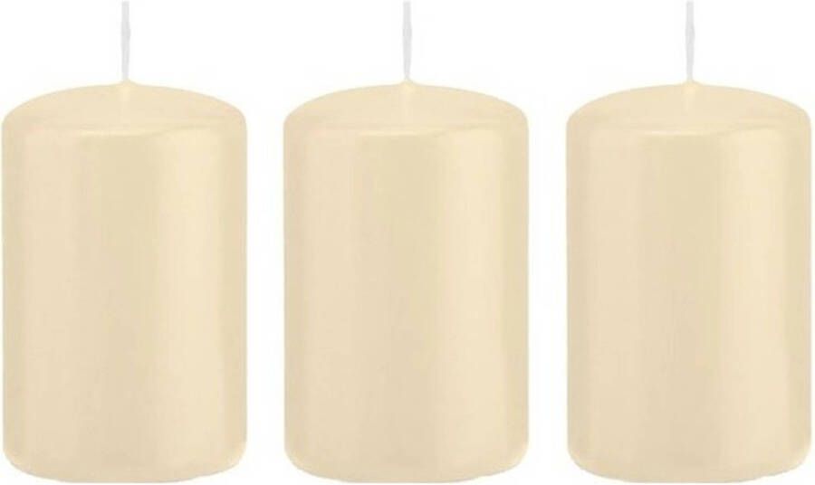 Trend Candles 3x Cremewitte cilinderkaarsen stompkaarsen 5 x 8 cm 18 branduren Geurloze kaarsen Woondecoraties Stompkaarsen