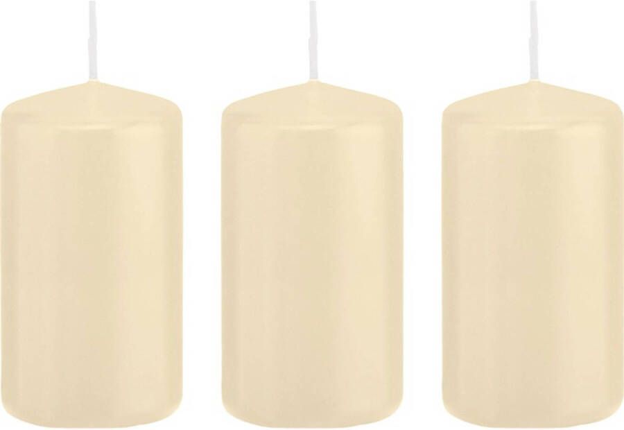 Trend Candles 3x Cremewitte cilinderkaarsen stompkaarsen 6 x 12 cm 40 branduren Geurloze kaarsen Woondecoraties Stompkaarsen