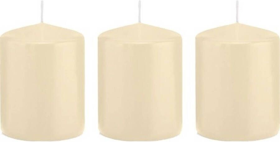 Trend Candles 3x Cremewitte cilinderkaarsen stompkaarsen 6 x 8 cm 29 branduren Geurloze kaarsen Woondecoraties Stompkaarsen