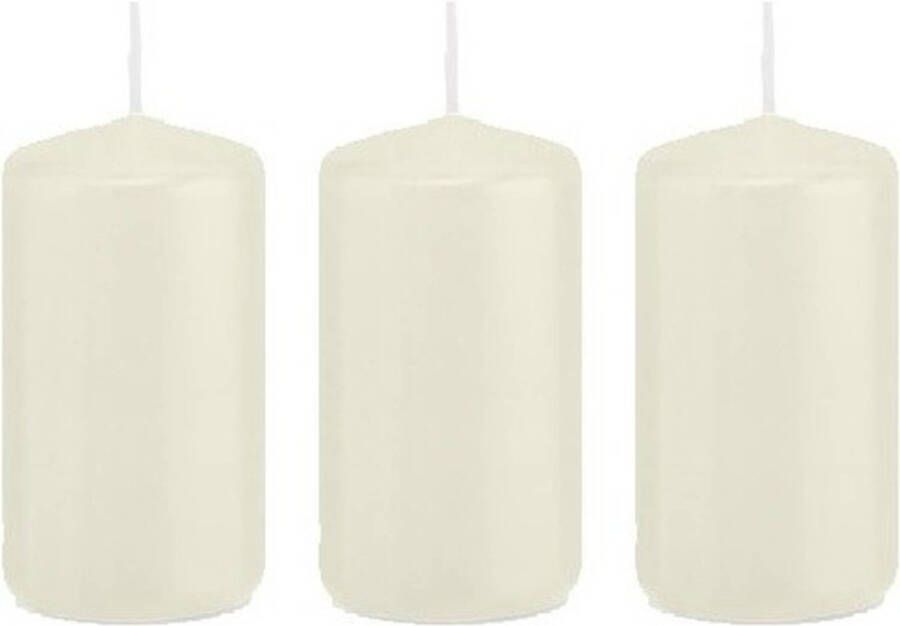 Trend Candles 3x Ivoorwitte cilinderkaarsen stompkaarsen 5 x 10 cm 23 branduren Geurloze kaarsen Woondecoraties Stompkaarsen