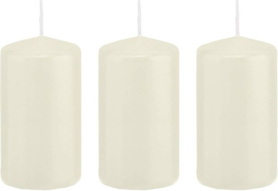 Trend Candles 3x Kaarsen ivoorwit 6 x 12 cm 40 branduren sfeerkaarsen Stompkaarsen
