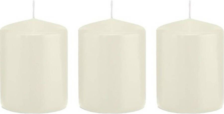 Trend Candles 3x Kaarsen ivoorwit 6 x 8 cm 29 branduren sfeerkaarsen Stompkaarsen