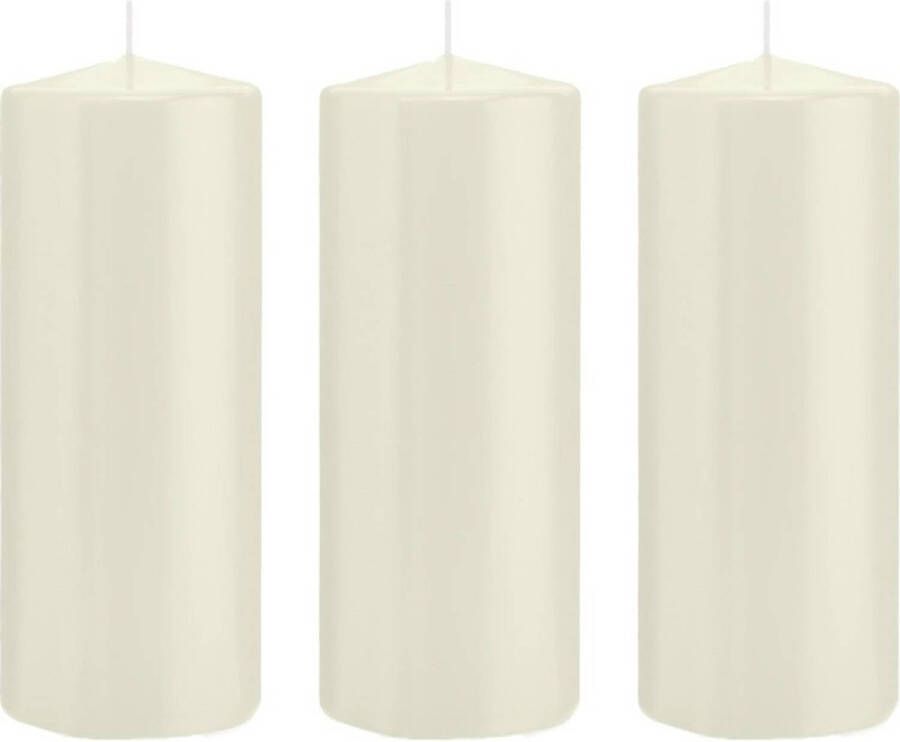 Trend Candles 3x Kaarsen ivoorwit 8 x 20 cm 119 branduren sfeerkaarsen Stompkaarsen
