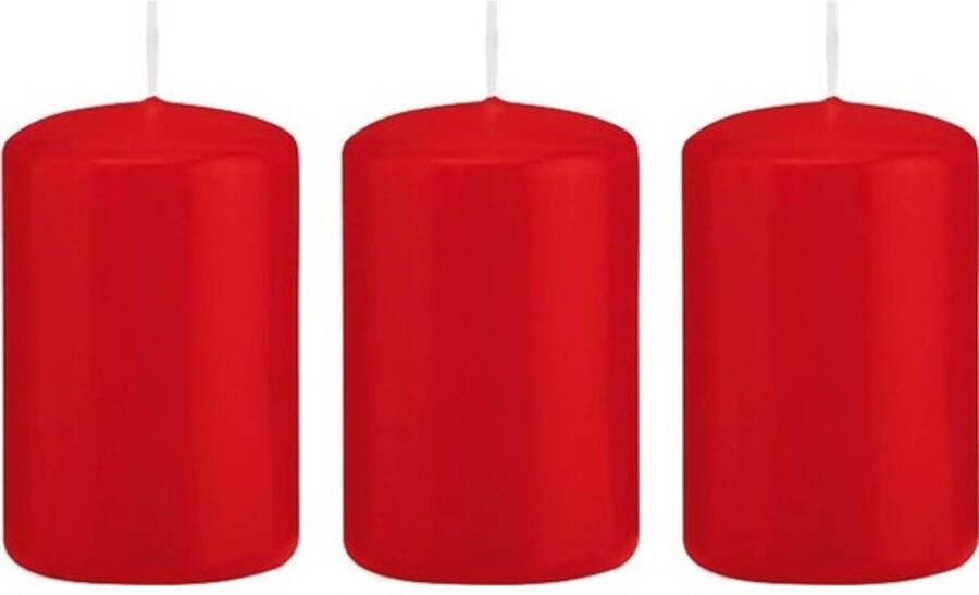 Trend Candles 3x Kaarsen rood 5 x 8 cm 18 branduren sfeerkaarsen Stompkaarsen
