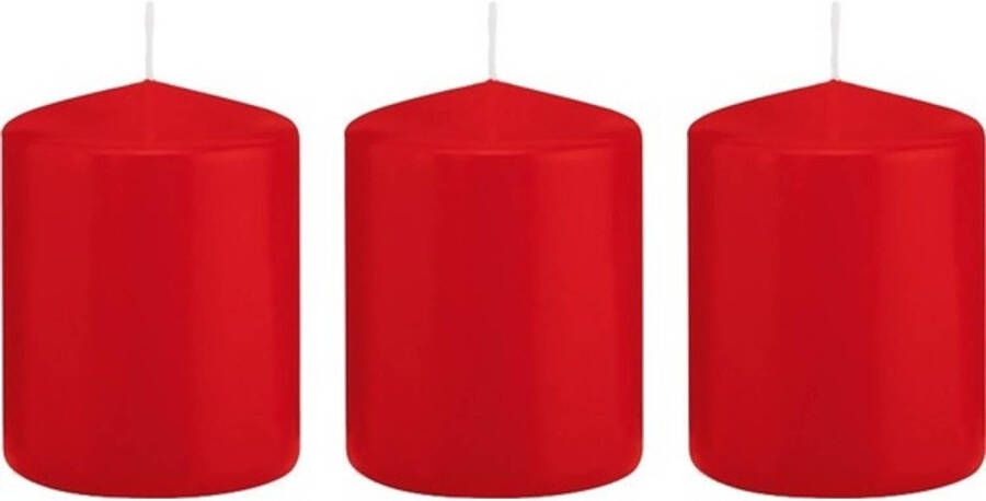 Trend Candles 3x Rode cilinderkaarsen stompkaarsen 6 x 8 cm 29 branduren Geurloze kaarsen Woondecoraties Stompkaarsen