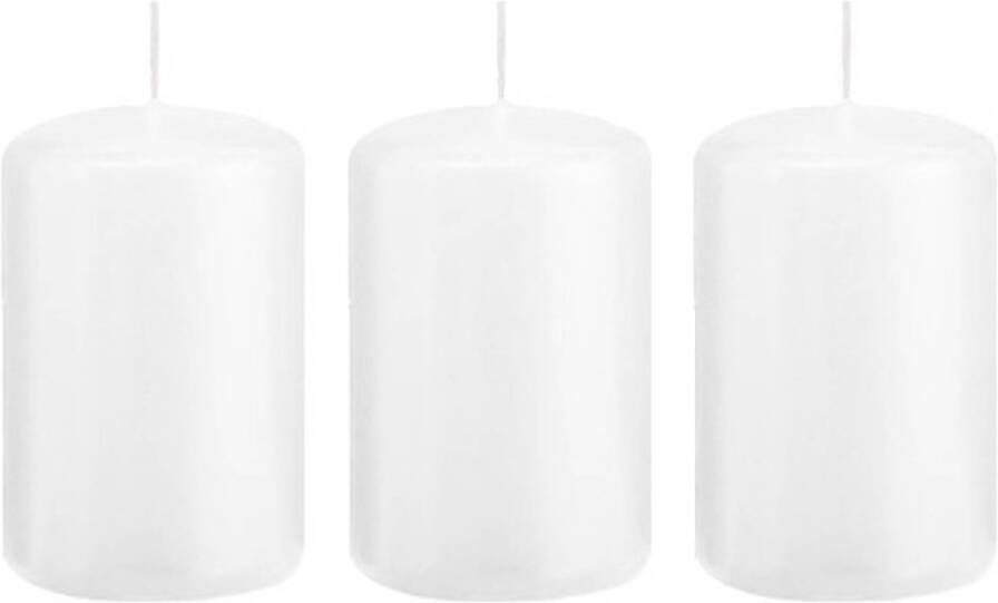 Trend Candles 3x Kaarsen wit 5 x 8 cm 18 branduren sfeerkaarsen Stompkaarsen