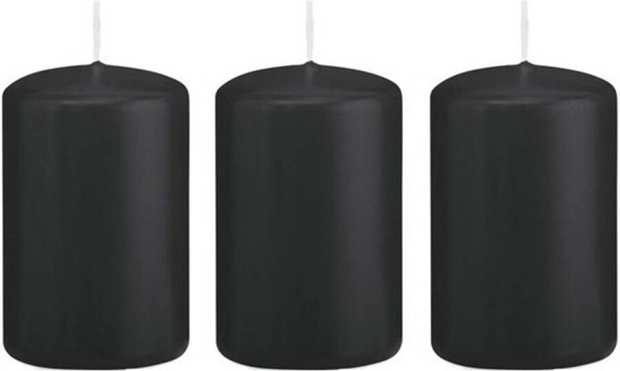 Trend Candles 3x Kaarsen zwart 5 x 8 cm 18 branduren sfeerkaarsen Stompkaarsen