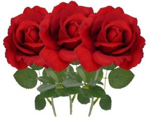 Shoppartners 3x Kunstbloem roos Carol rood 37 cm Kunstbloemen