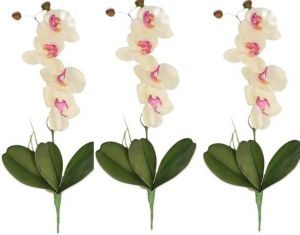 Shoppartners 3x Kunstbloemen Orchidee Takken Wit Met Roze 44 Cm Kunstbloemen