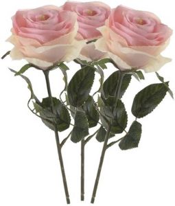 Shoppartners 3x Licht Roze Rozen Simone Kunstbloemen 45 Cm Kunstbloemen
