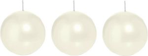 Trend Candles 3x Ivoorwitte bolkaarsen 7 cm 36 branduren Ronde geurloze kaarsen Woondecoraties bolkaarsen