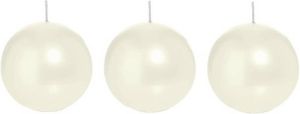 Trend Candles 3x Ivoorwitte bolkaarsen 8 cm 25 branduren Ronde geurloze kaarsen Woondecoraties bolkaarsen