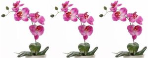 Shoppartners 3x Roze Orchidee phalaenopsis Kunstplant 44 Cm Voor Binnen Kunstbloemen