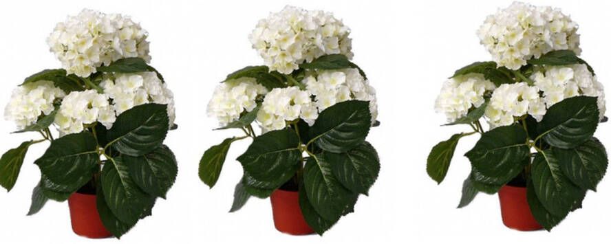Shoppartners 3x stuks Hortensia kunstplanten wit 36 cm Kunstplanten