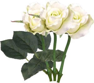 Merkloos 3x stuks kunst roos Alice wit 30 cm Witte kunstbloemen en boeketten Kunstbloemen
