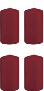 Shoppartners 4x Kaarsen bordeauxrood 5 x 10 cm 23 branduren sfeerkaarsen Stompkaarsen